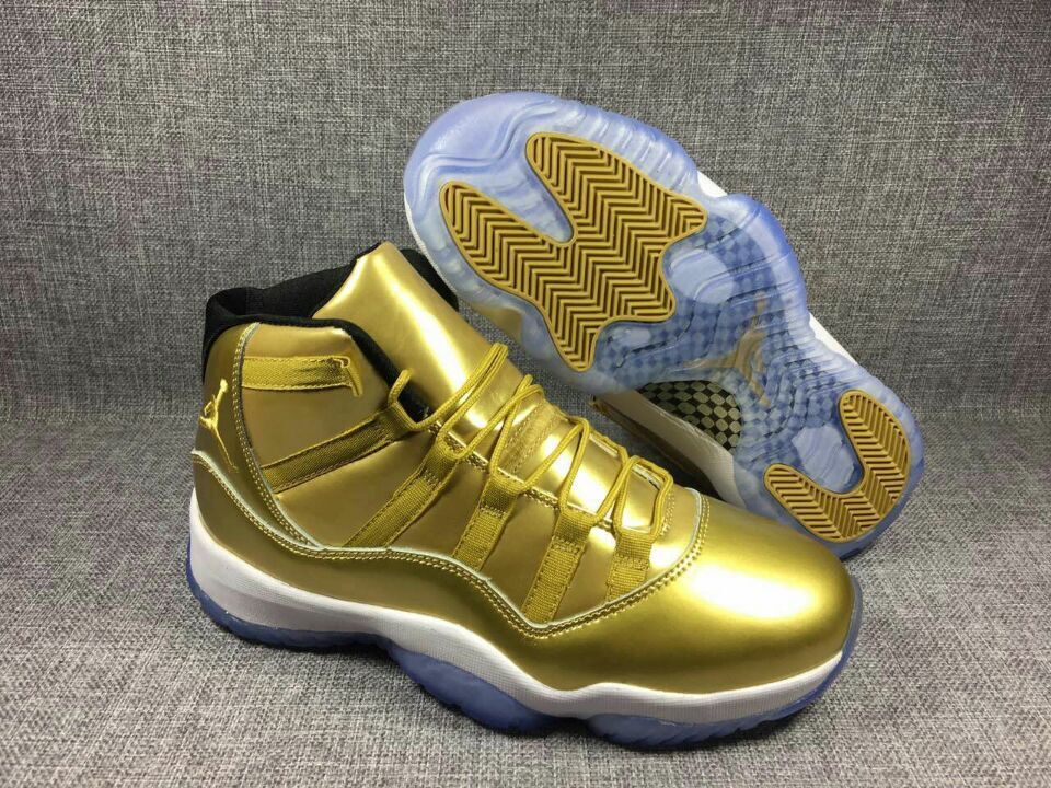 2018 Air Jordan 11 Gold White Ice Sole Shoes